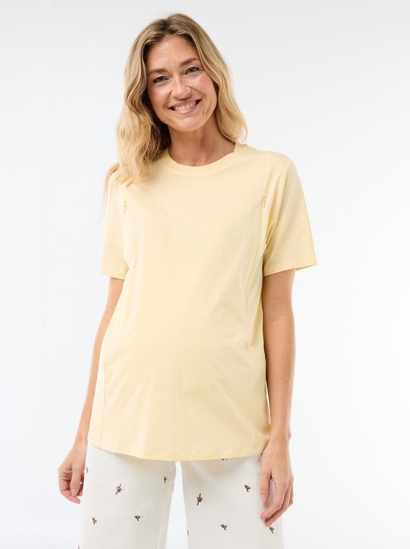 Camiseta básica de lactancia de manga corta Amarillo - Kiabi
