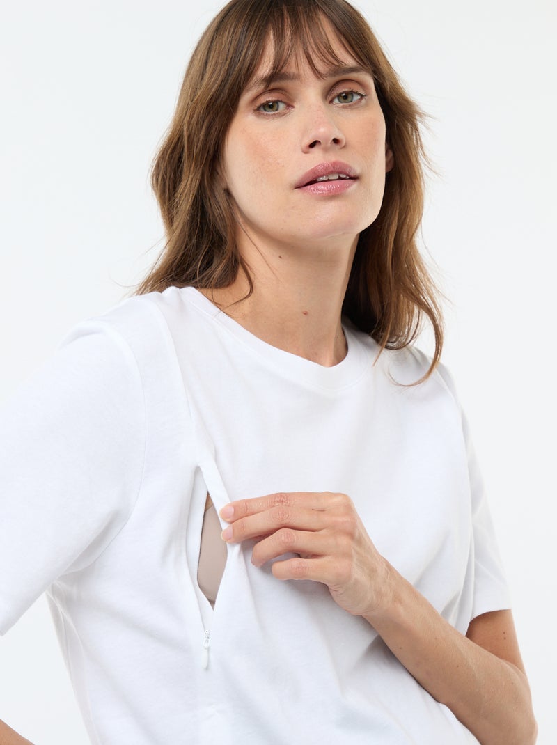 Camiseta básica de lactancia de manga corta Blanco - Kiabi