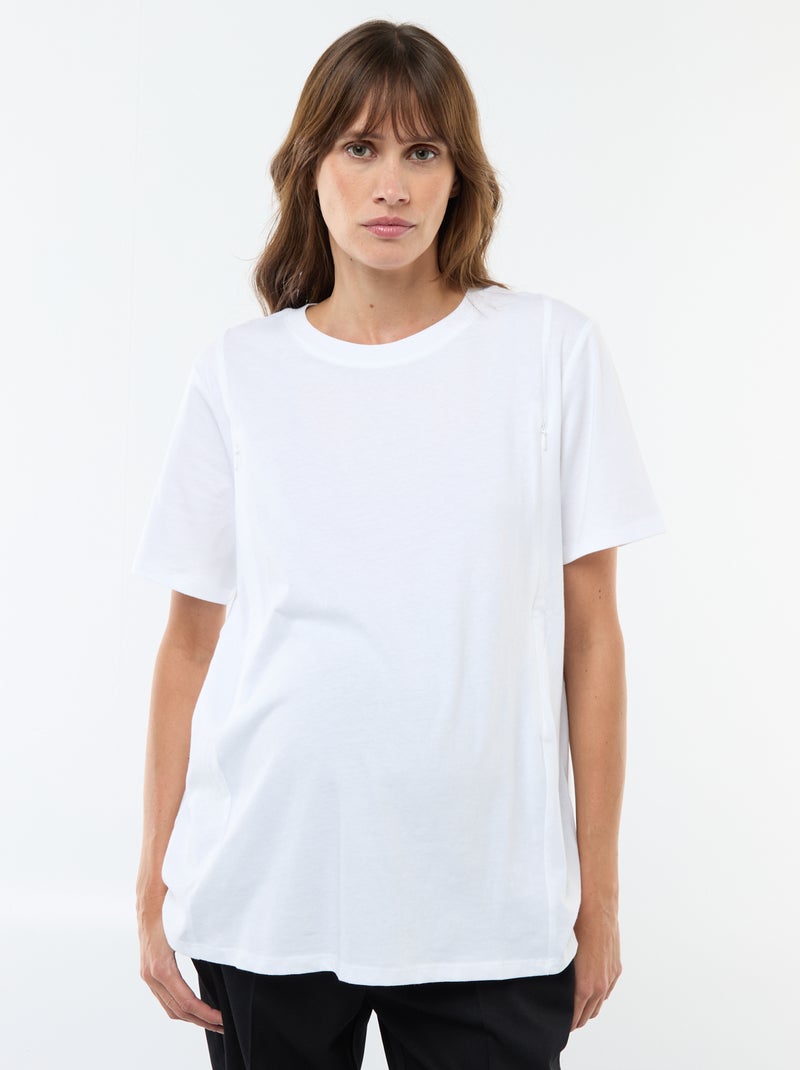 Camiseta básica de lactancia de manga corta Blanco - Kiabi