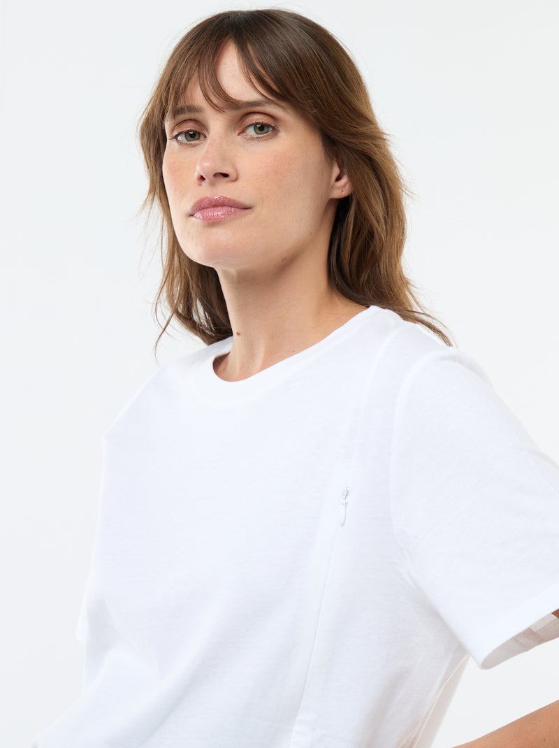 Camiseta básica de lactancia de manga corta Blanco - Kiabi