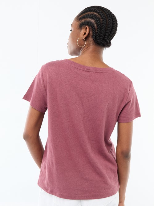 Camiseta básica de manga corta con cuello en pico - Kiabi
