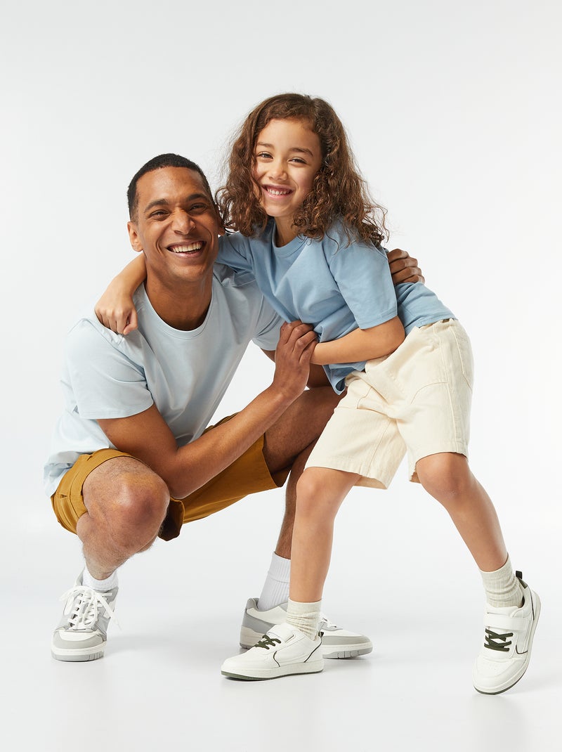 Camiseta básica de manga corta con cuello redondo AZUL - Kiabi