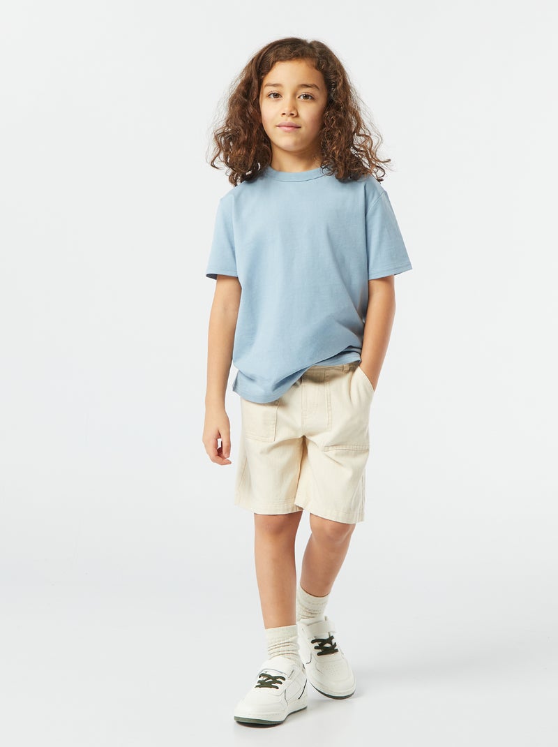 Camiseta básica de manga corta con cuello redondo AZUL - Kiabi