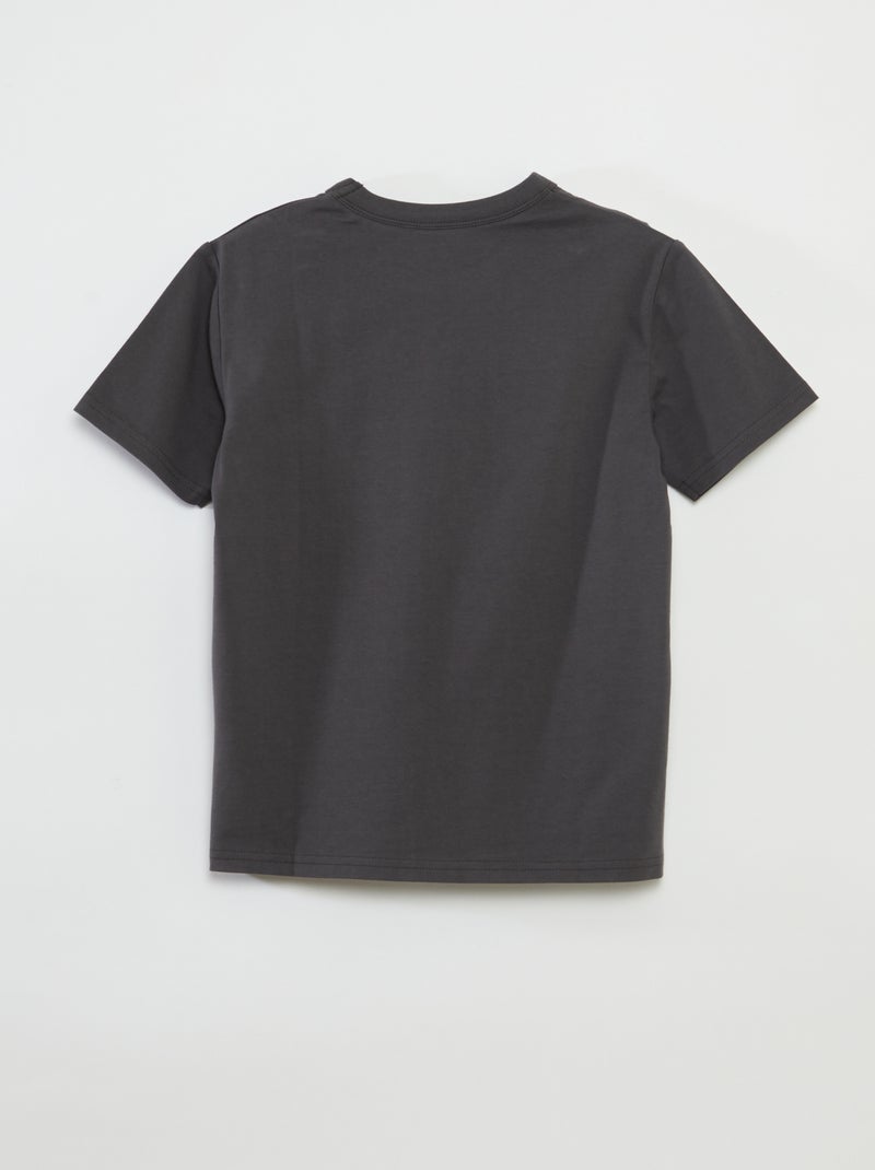Camiseta básica de manga corta con cuello redondo gris - Kiabi
