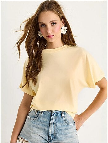 Camiseta básica de manga corta con cuello redondo y corte regular de algodón orgánico lucci