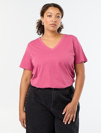 Camiseta básica de manga corta y cuello en pico