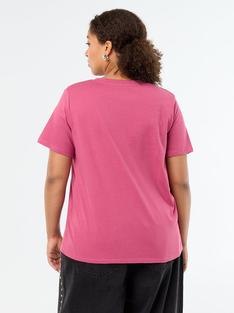 Camiseta básica de manga corta y cuello en pico Purpura - Kiabi