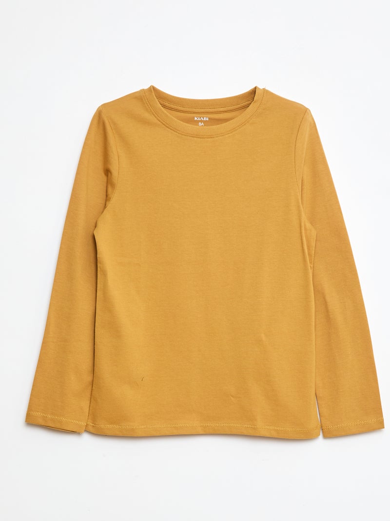 Camiseta básica de manga larga Amarillo - Kiabi