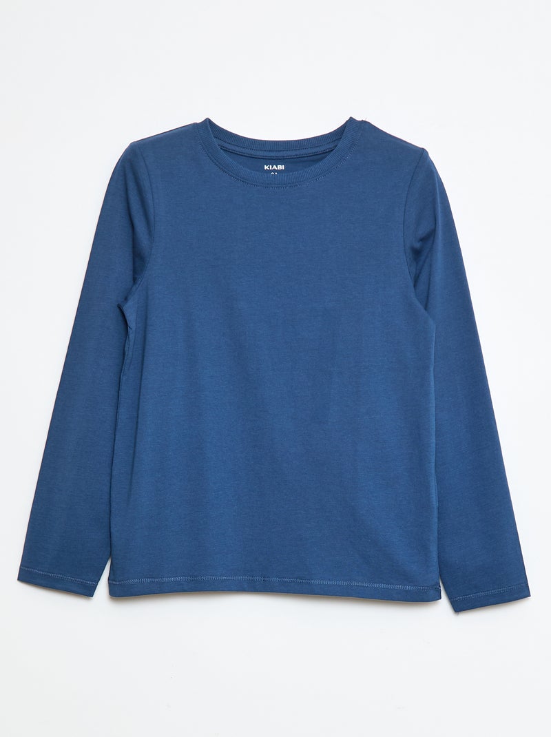 Camiseta básica de manga larga Azul - Kiabi