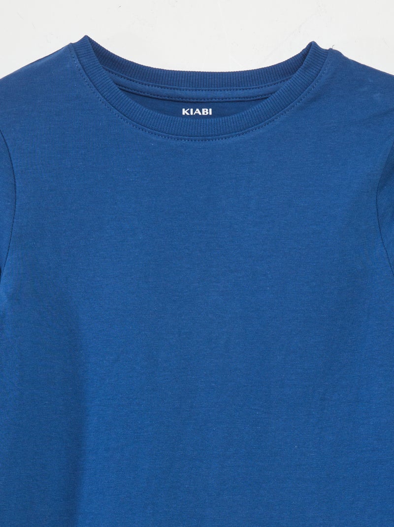 Camiseta básica de manga larga AZUL - Kiabi