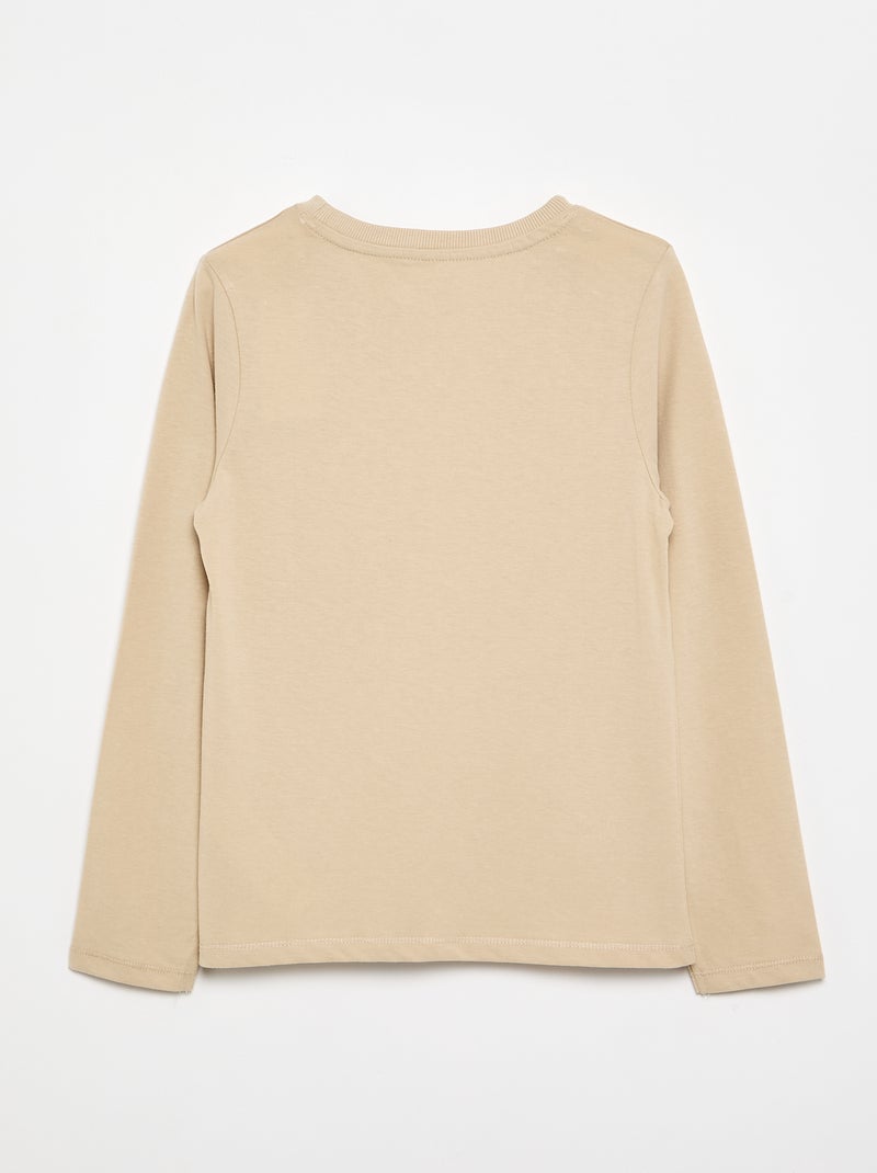 Camiseta básica de manga larga Beige - Kiabi