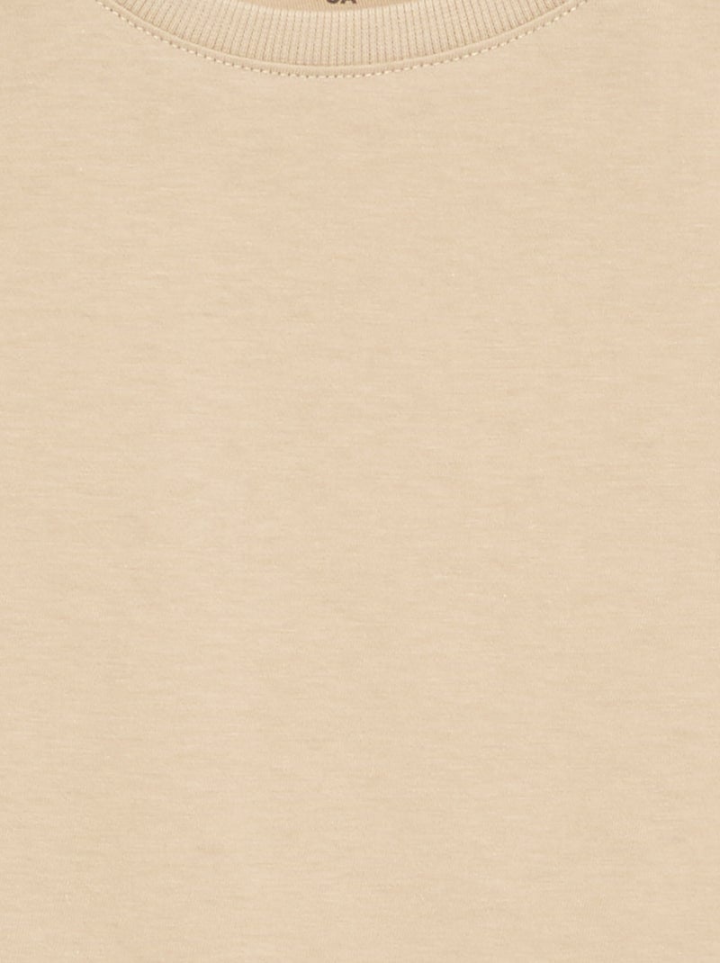 Camiseta básica de manga larga Beige - Kiabi