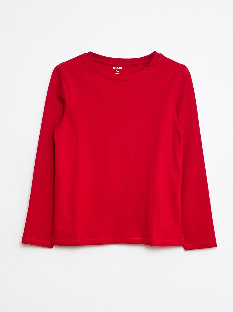 Camiseta básica de manga larga Rojo - Kiabi