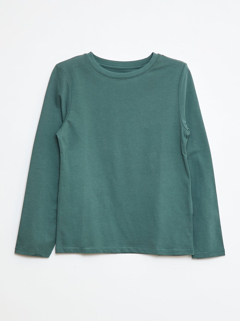 Camiseta básica de manga larga Verde - Kiabi