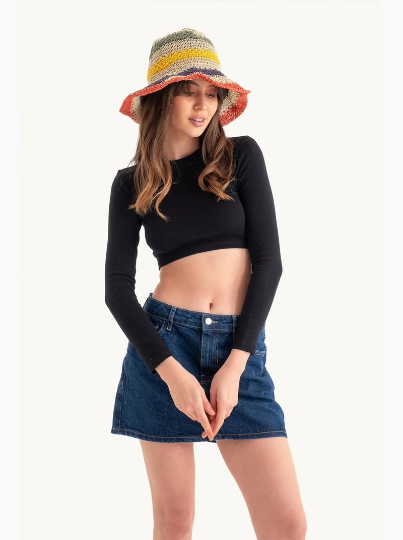 Camiseta básica de manga larga y escote redondo hiccup Negro - Kiabi
