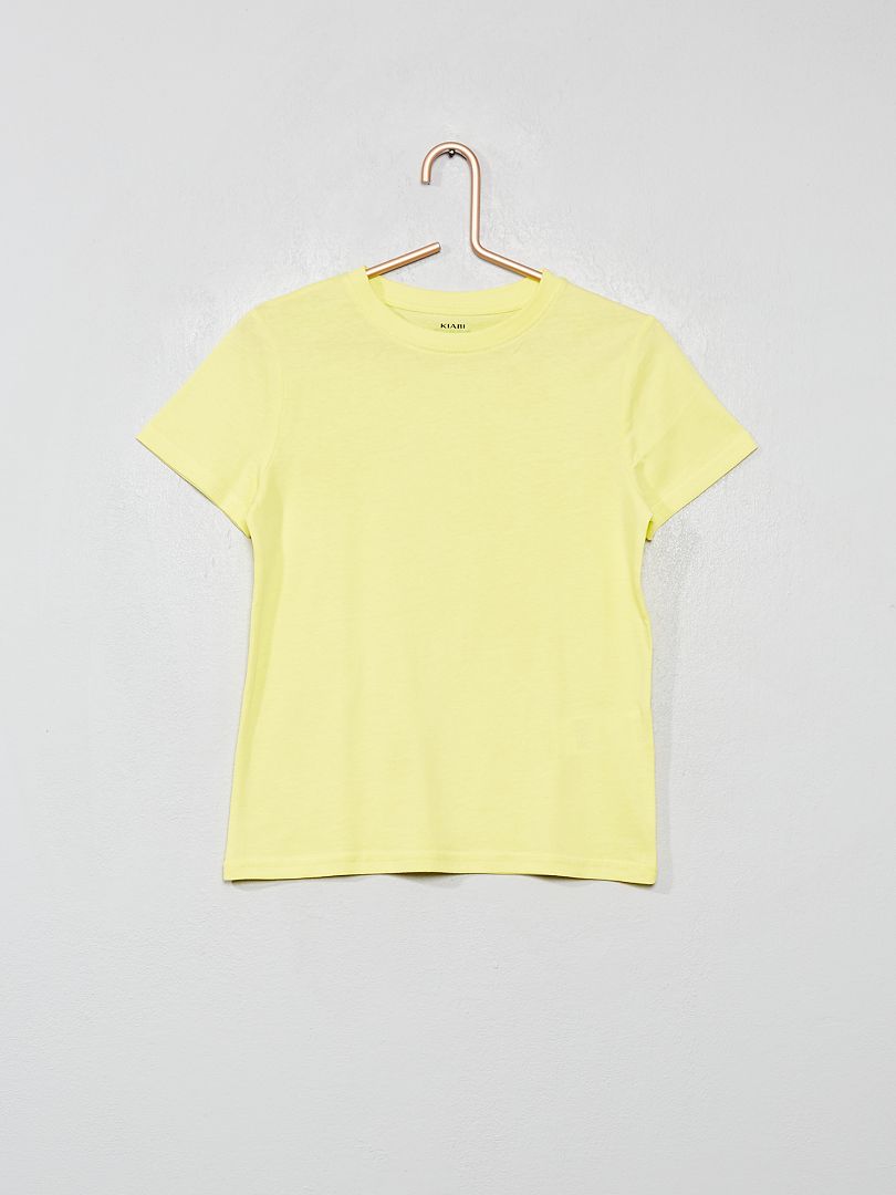 Camiseta básica de punto lisa amarillo - Kiabi