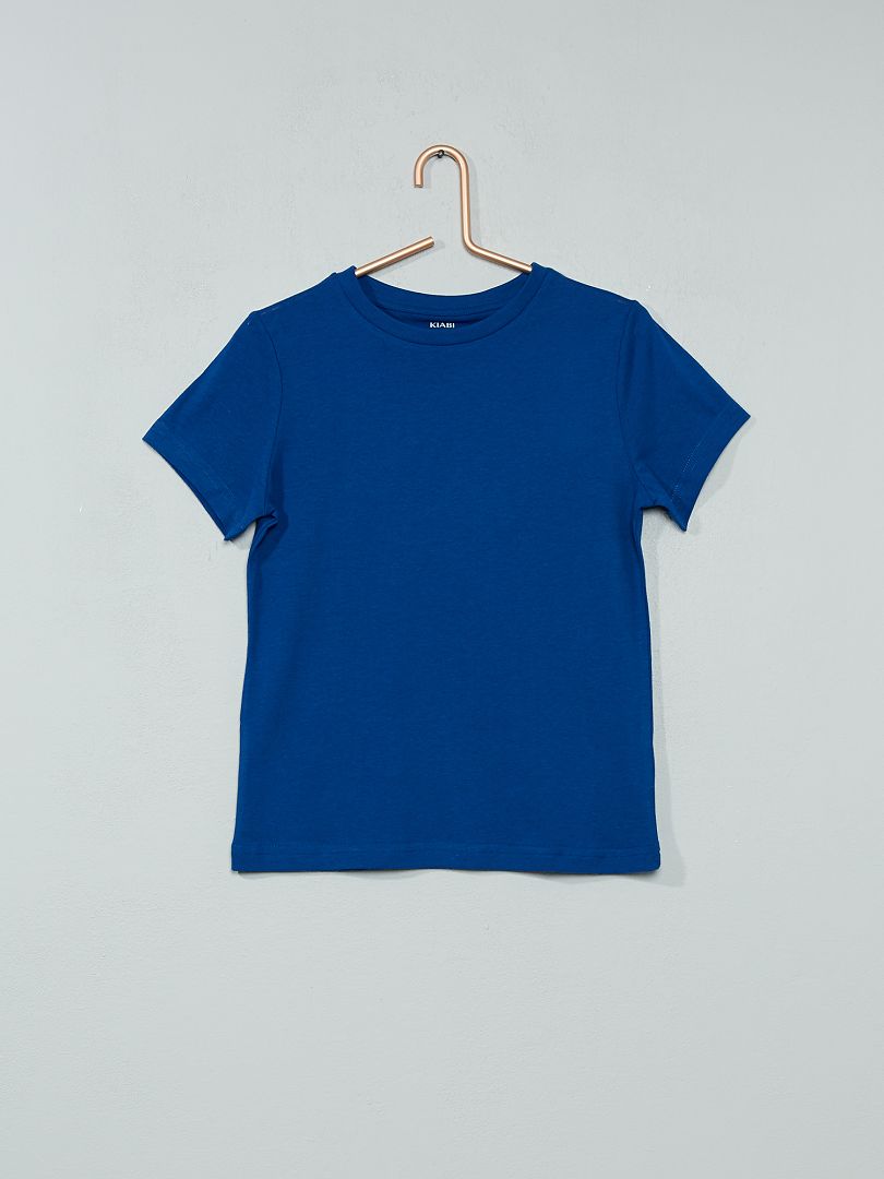 Camiseta básica de punto lisa azul oscuro - Kiabi