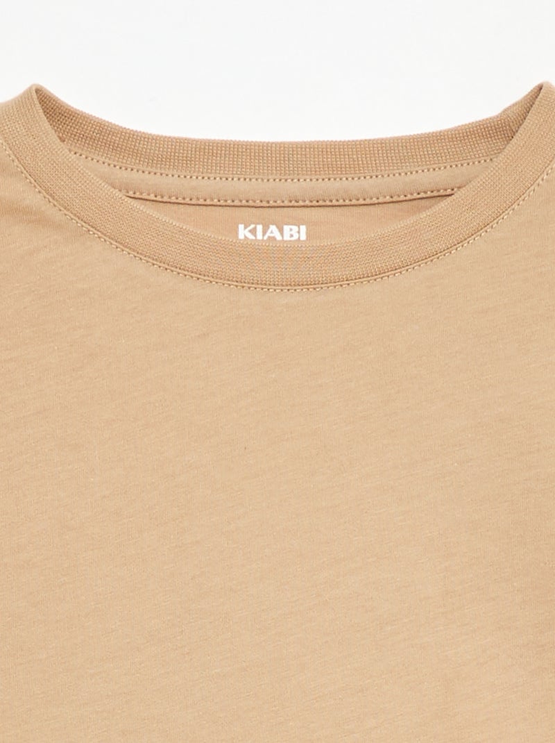 Camiseta básica de punto lisa Beige - Kiabi