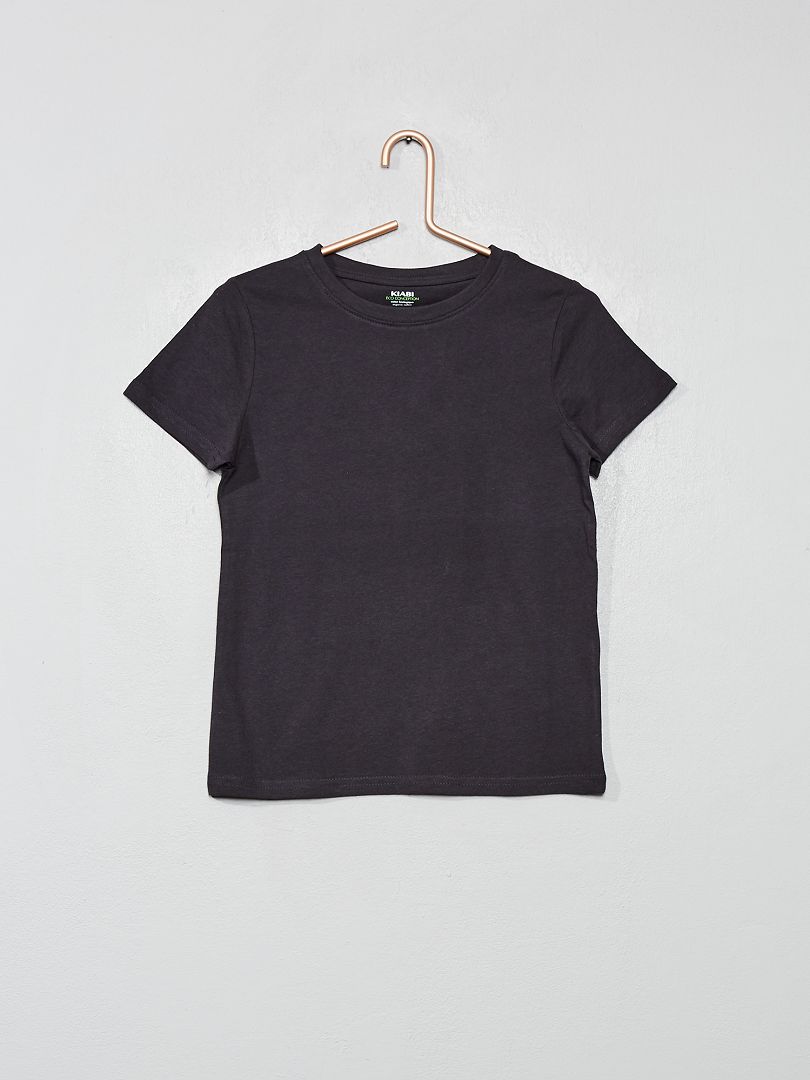Camiseta básica de punto lisa gris oscuro - Kiabi