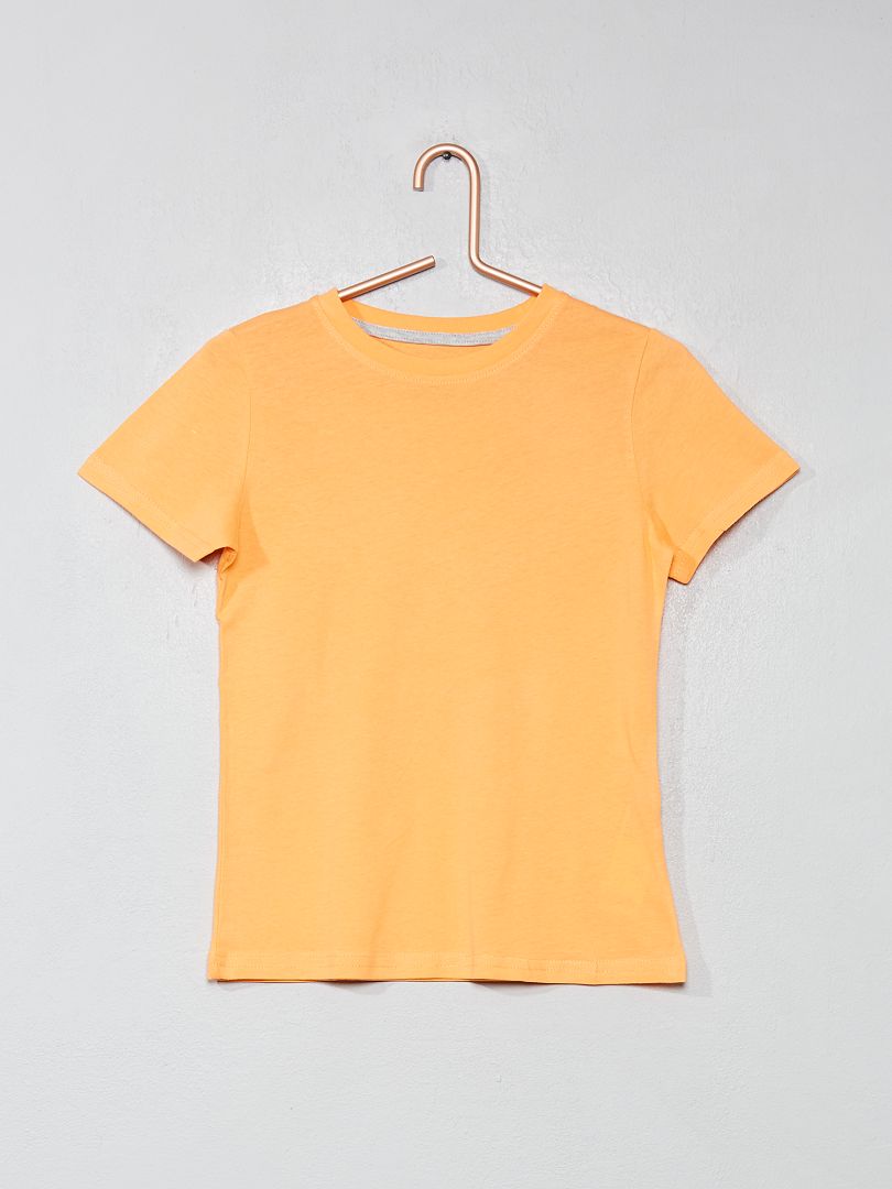 Camiseta básica de punto lisa naranja pálido - Kiabi