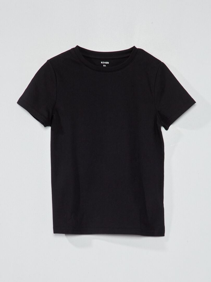 Camiseta básica de punto lisa negro - Kiabi