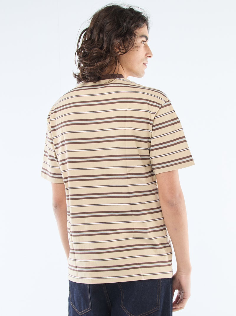 Camiseta básica de rayas Beige - Kiabi