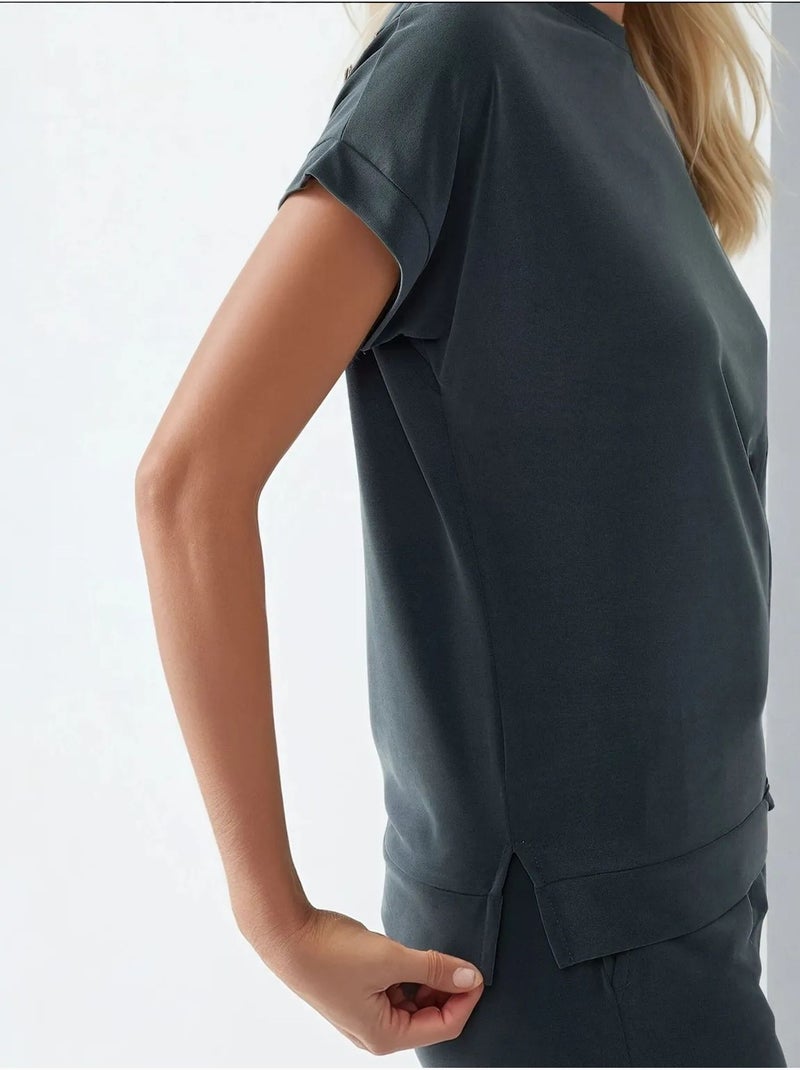 Camiseta básica de tacto suave hiccup Gris medio - Kiabi