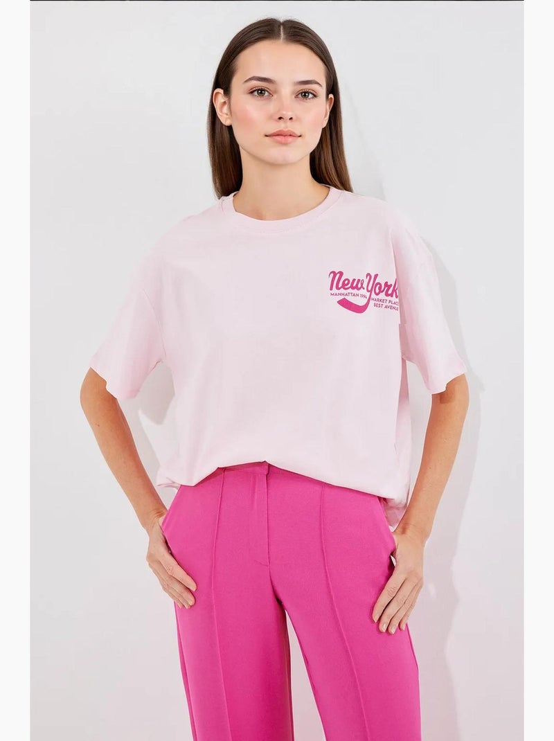 Camiseta básica estampada bdart Rosa pálido - Kiabi