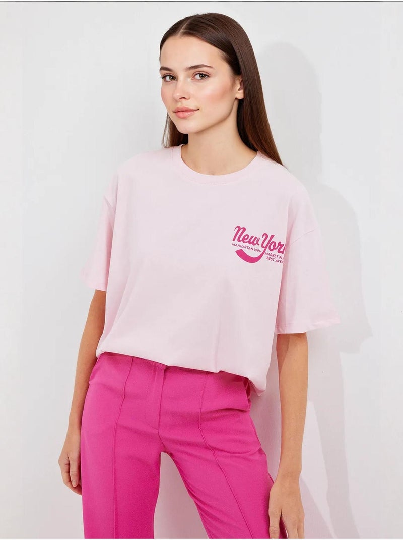 Camiseta básica estampada bdart Rosa pálido - Kiabi