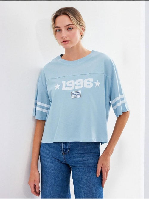 Camiseta básica extragrande estampada bdart - Kiabi Camiseta básica extragrande estampada bdart - Kiabi