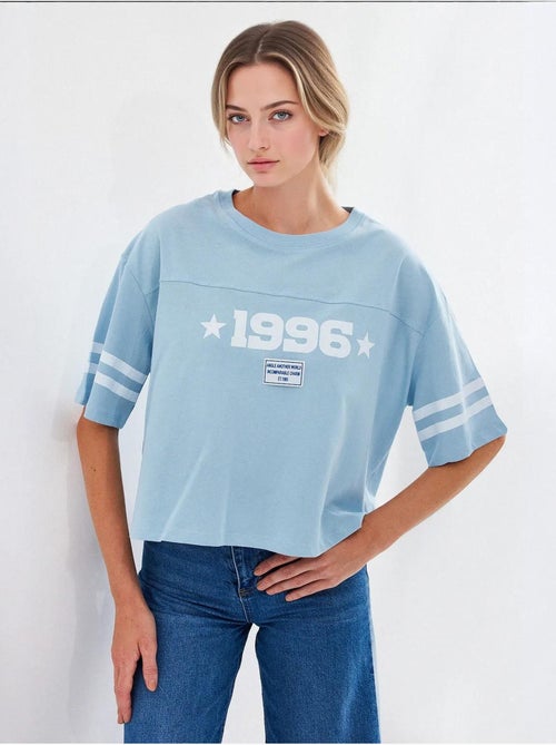 Camiseta básica extragrande estampada bdart - Kiabi Camiseta básica extragrande estampada bdart - Kiabi