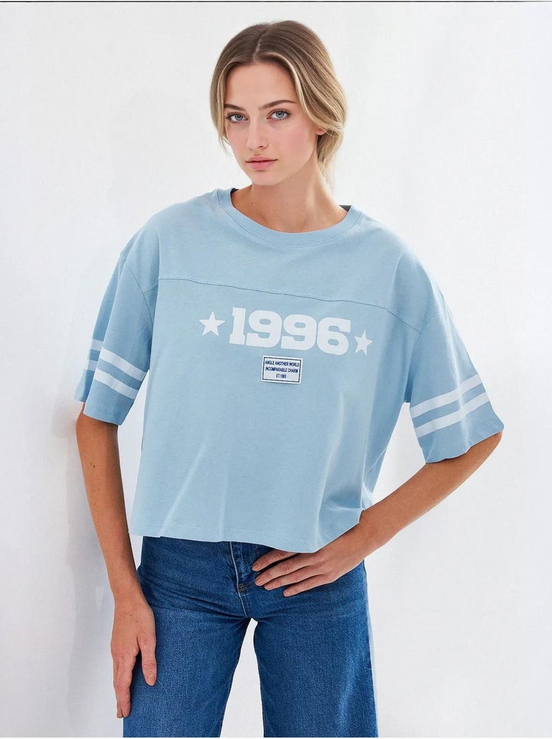 Camiseta básica extragrande estampada bdart Azul claro - Kiabi