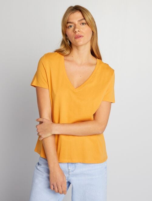 Camiseta basica naranja mujer