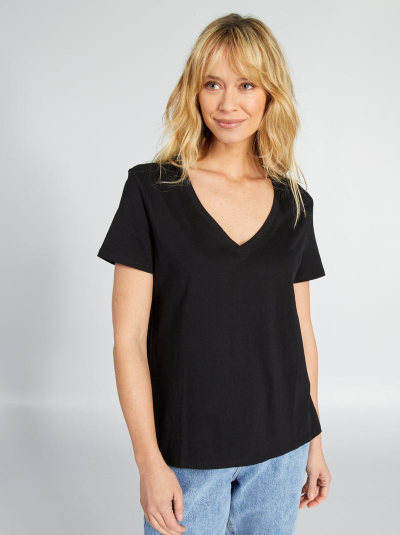 Camiseta básica negro - Kiabi