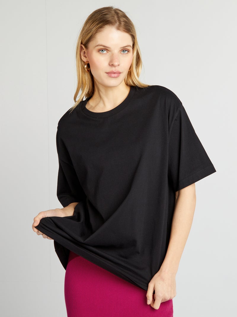 Camiseta básica oversize negro - Kiabi