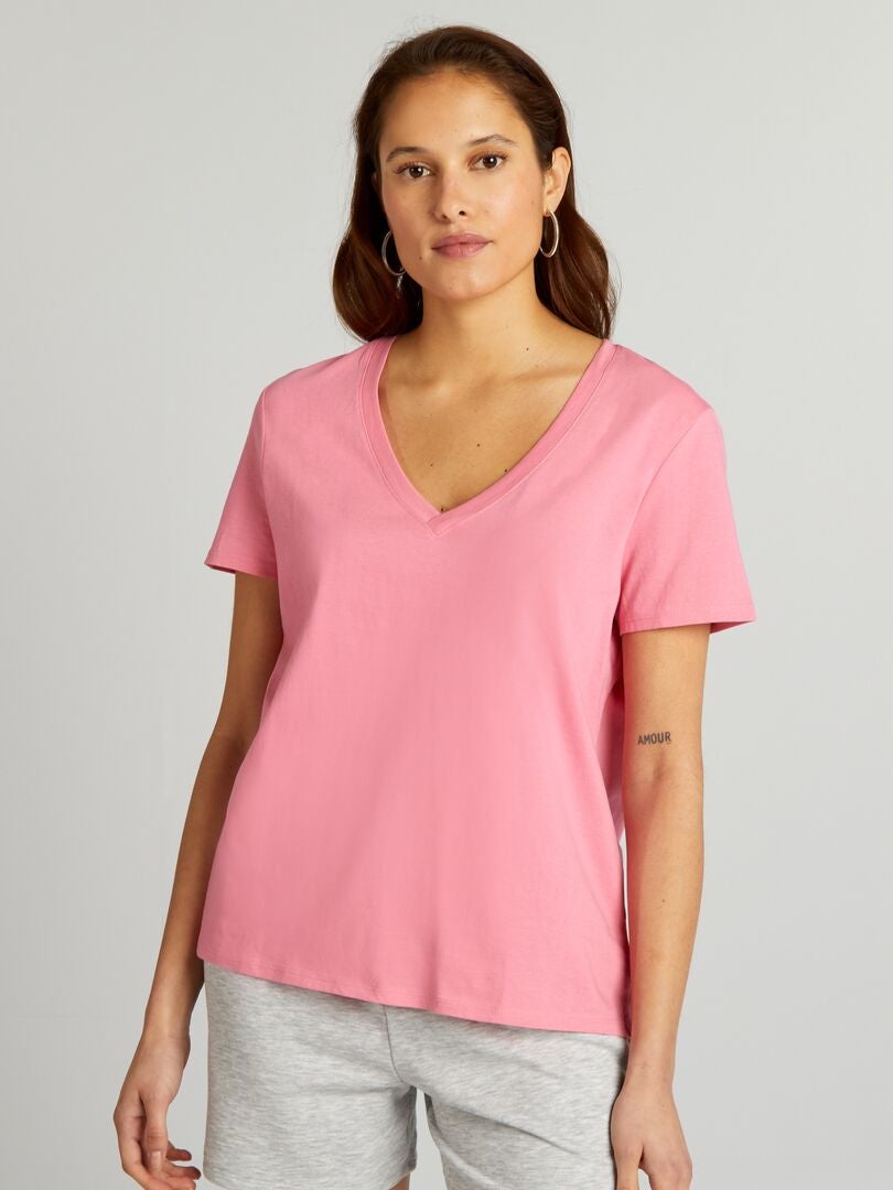 Camiseta básica rosa - Kiabi