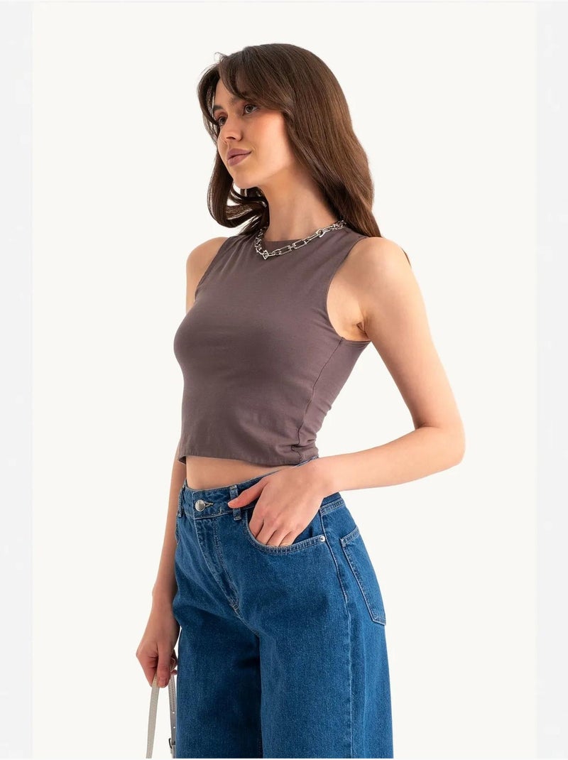 Camiseta básica sin mangas con cuello redondo hiccup Marrón - Kiabi