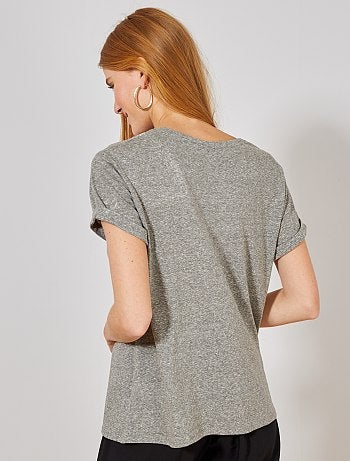 Mujer talla 34 a 48 - Camiseta básica vaporosa - Kiabi