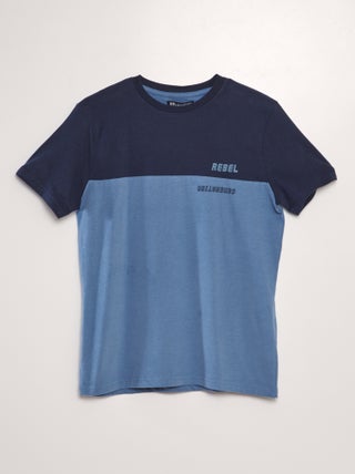 Camiseta bicolor con cuello redondo