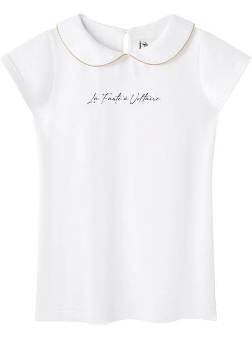 Camiseta Blanca de Manga Corta para Niña | Cuello Claudine | SOPHIA - Kiabi Camiseta Blanca de Manga Corta para Niña | Cuello Claudine | SOPHIA - Kiabi