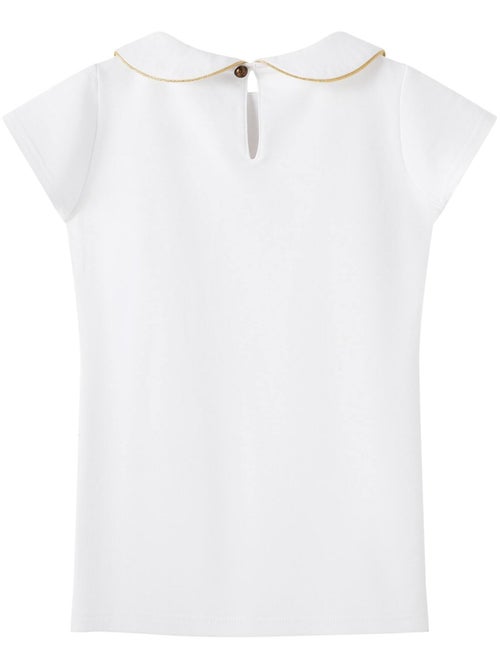 Camiseta Blanca de Manga Corta para Niña | Cuello Claudine | SOPHIA - Kiabi Camiseta Blanca de Manga Corta para Niña | Cuello Claudine | SOPHIA - Kiabi