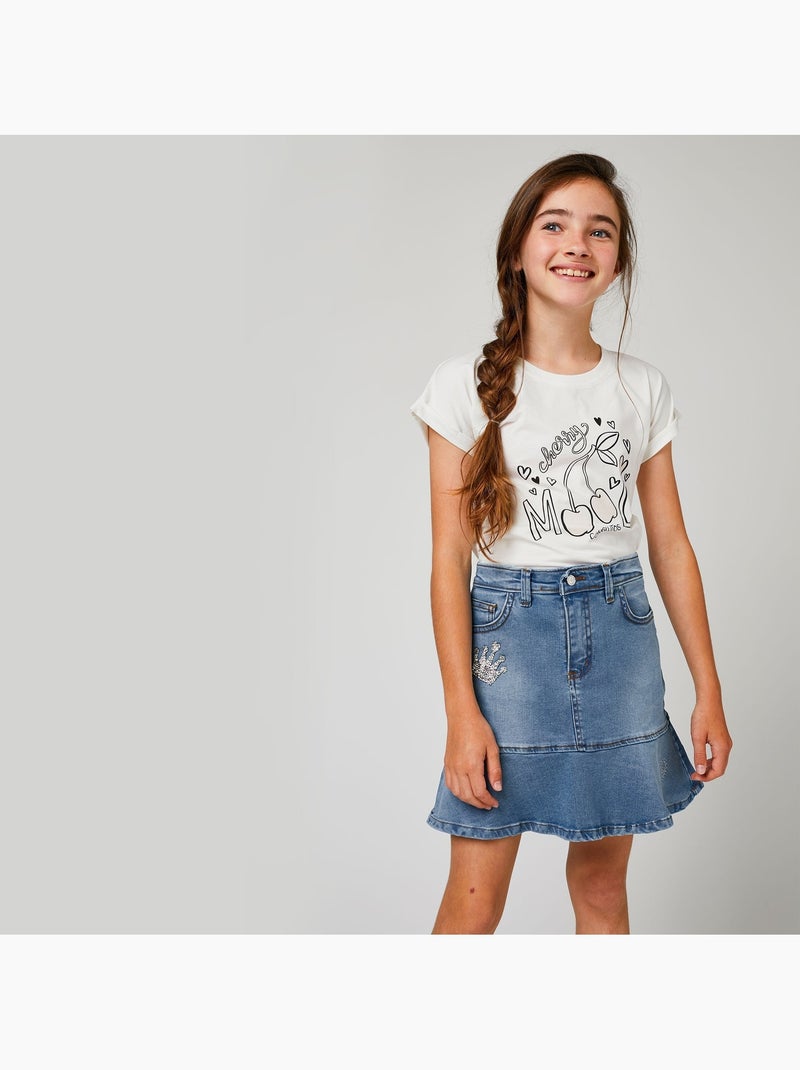 Camiseta blanca "Solar Cherries" para niña Blanco - Kiabi