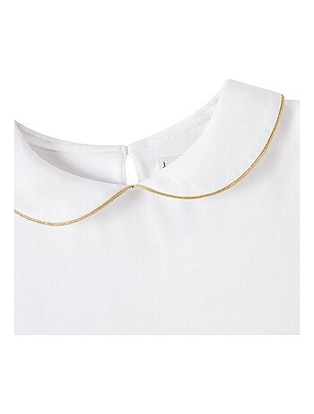 Camiseta Blanca y Dorada de Invierno para Niña | Cuello Claudine | SOPHIA