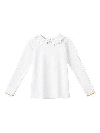Camiseta Blanca y Dorada de Invierno para Niña | Cuello Claudine | SOPHIA