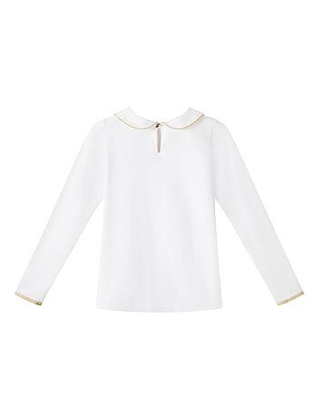 Camiseta Blanca y Dorada de Invierno para Niña | Cuello Claudine | SOPHIA