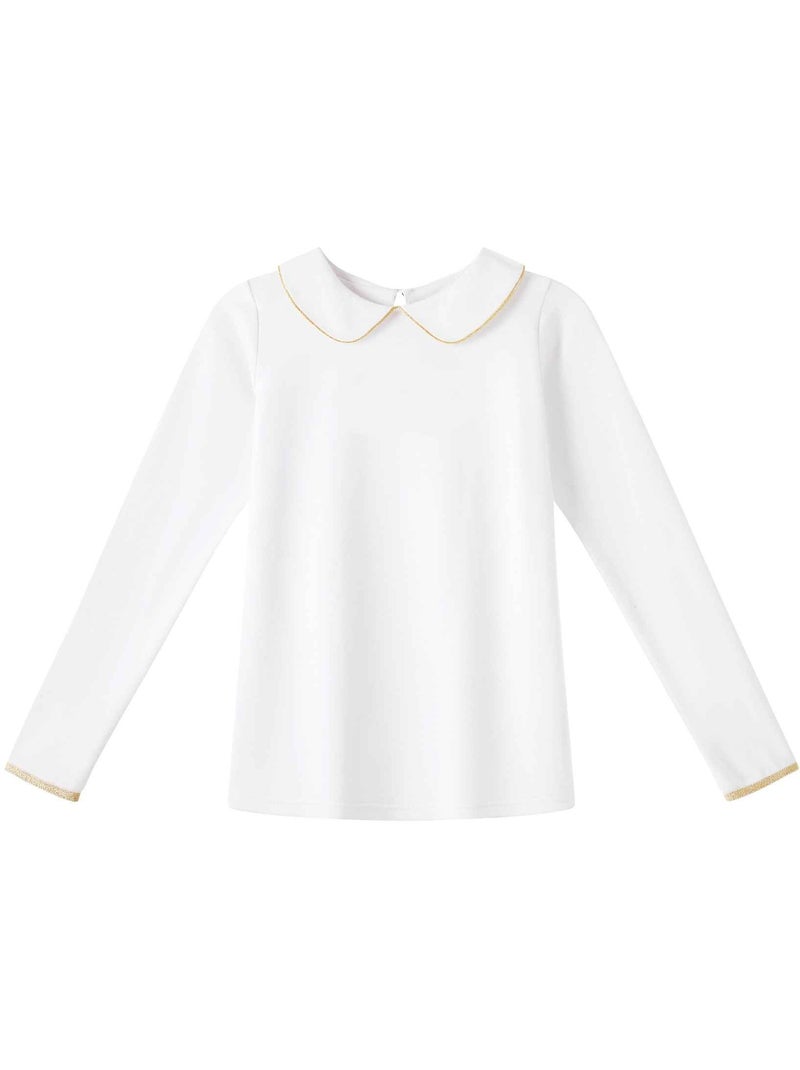 Camiseta Blanca y Dorada de Invierno para Niña | Cuello Claudine | SOPHIA Blanco dorado - Kiabi