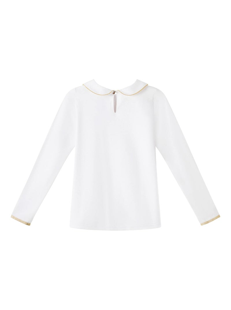 Camiseta Blanca y Dorada de Invierno para Niña | Cuello Claudine | SOPHIA Blanco dorado - Kiabi