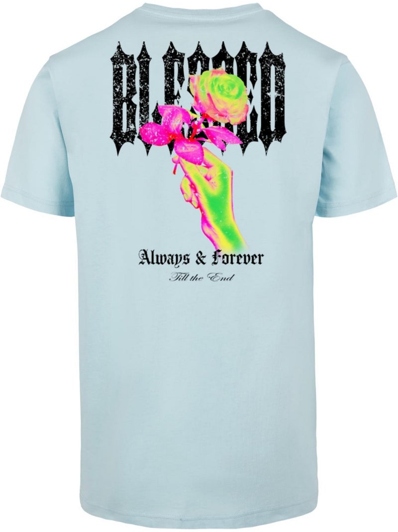 Camiseta blessed diseño rosa para hombre - mister tee Azul mediterráneo - Kiabi