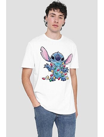 Camiseta boceto de luces de navidad para hombre - lilo & stitch