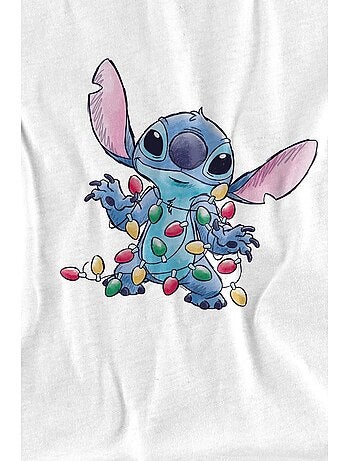 Camiseta boceto de luces de navidad para hombre - lilo & stitch